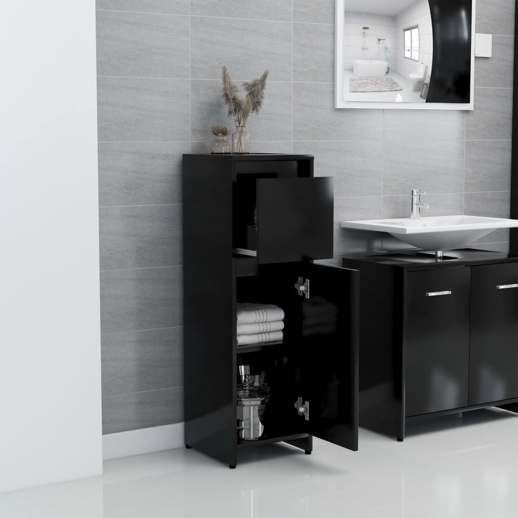 Bathroom Cabinet Black 30x30x95 cm Wood Material