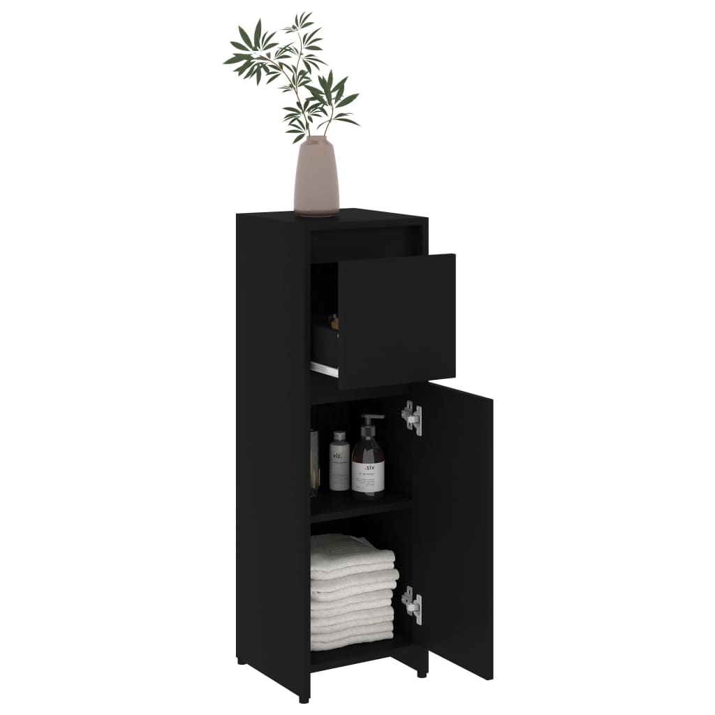 Bathroom Cabinet Black 30x30x95 cm Wood Material