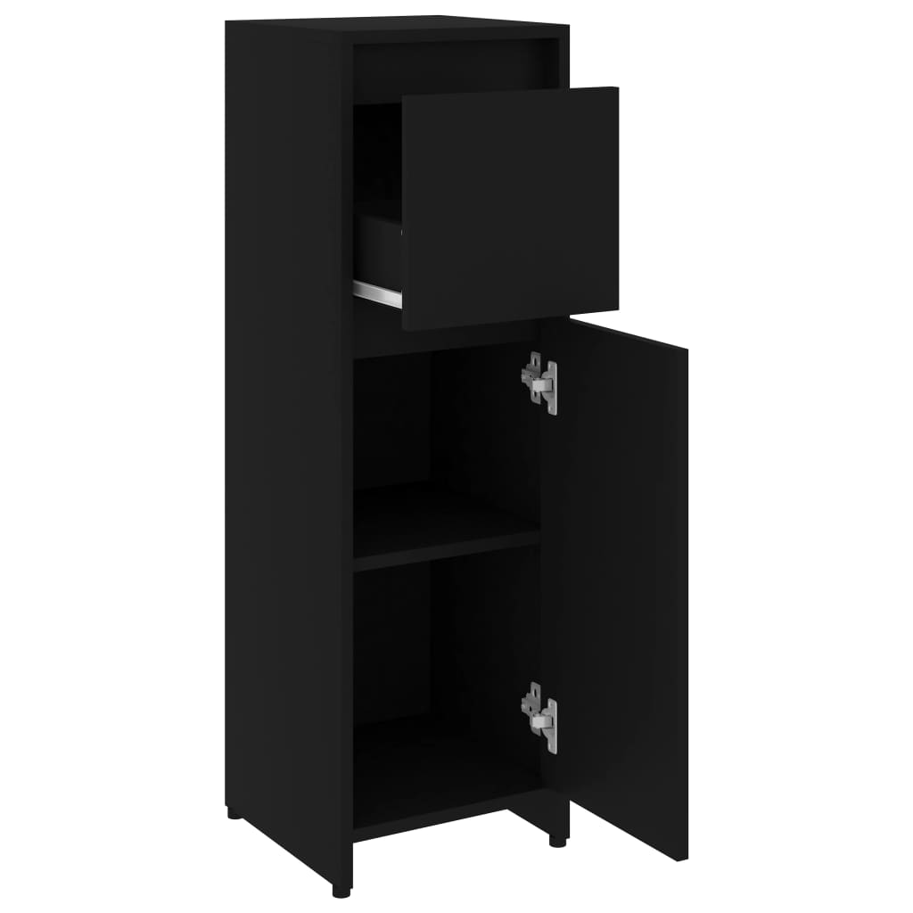 Bathroom Cabinet Black 30x30x95 cm Wood Material