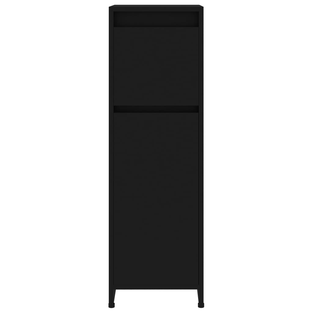 Bathroom Cabinet Black 30x30x95 cm Wood Material