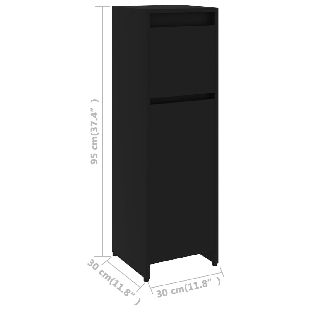 Bathroom Cabinet Black 30x30x95 cm Wood Material