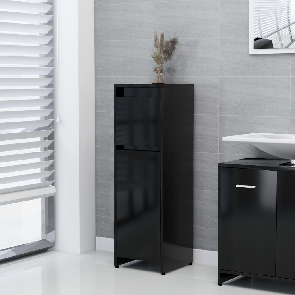 Bathroom Cabinet Black 30x30x95 cm Wood Material