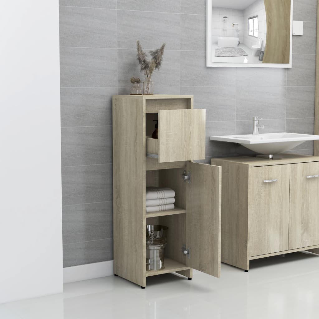 Bathroom Cabinet Sonoma Oak 30x30x95 cm Wood Material