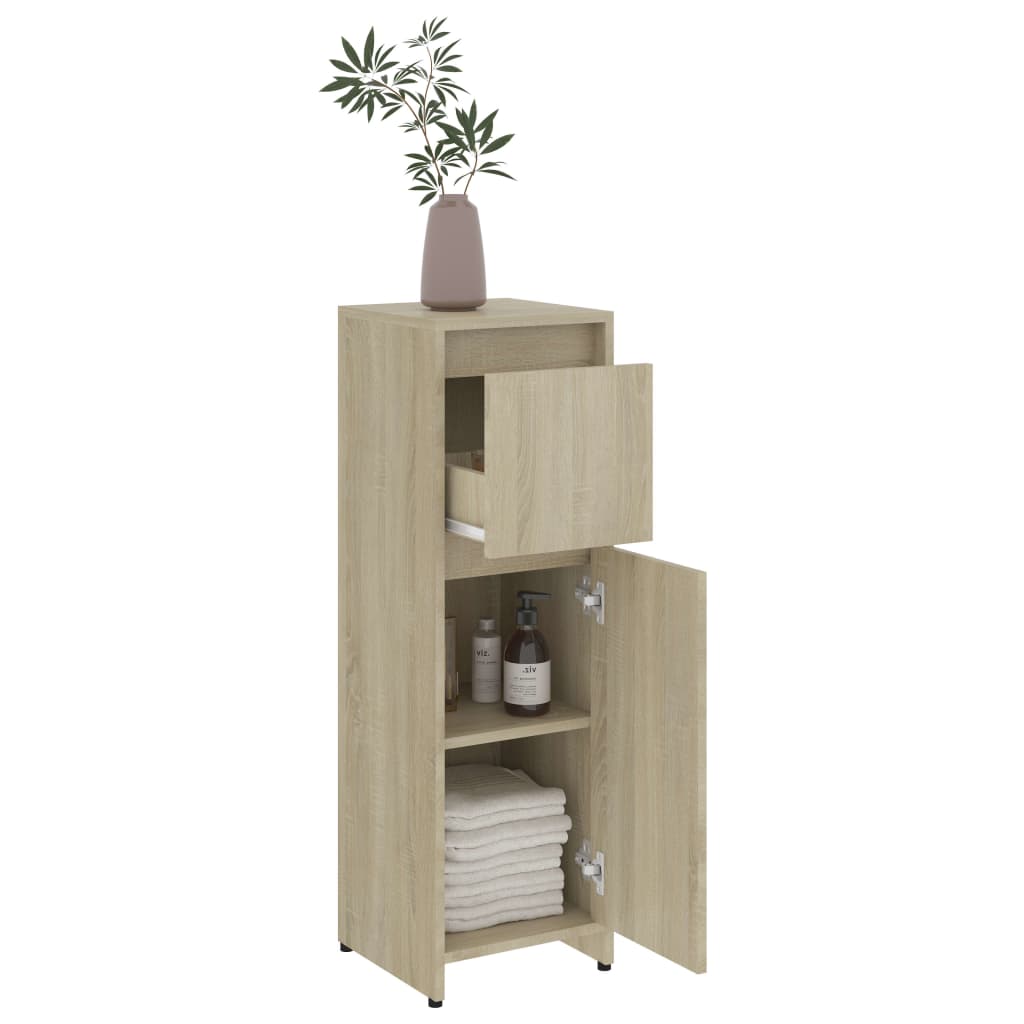 Bathroom Cabinet Sonoma Oak 30x30x95 cm Wood Material