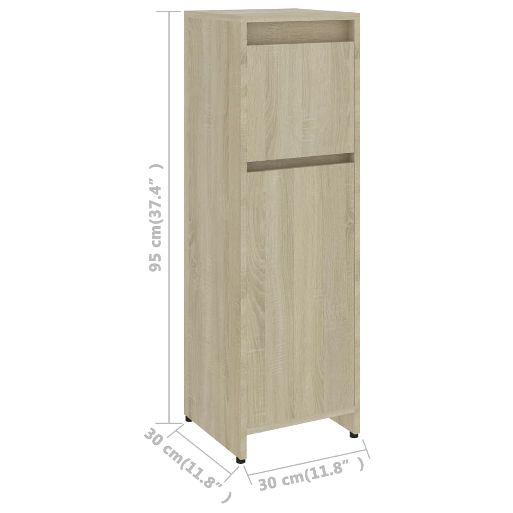 Bathroom Cabinet Sonoma Oak 30x30x95 cm Wood Material