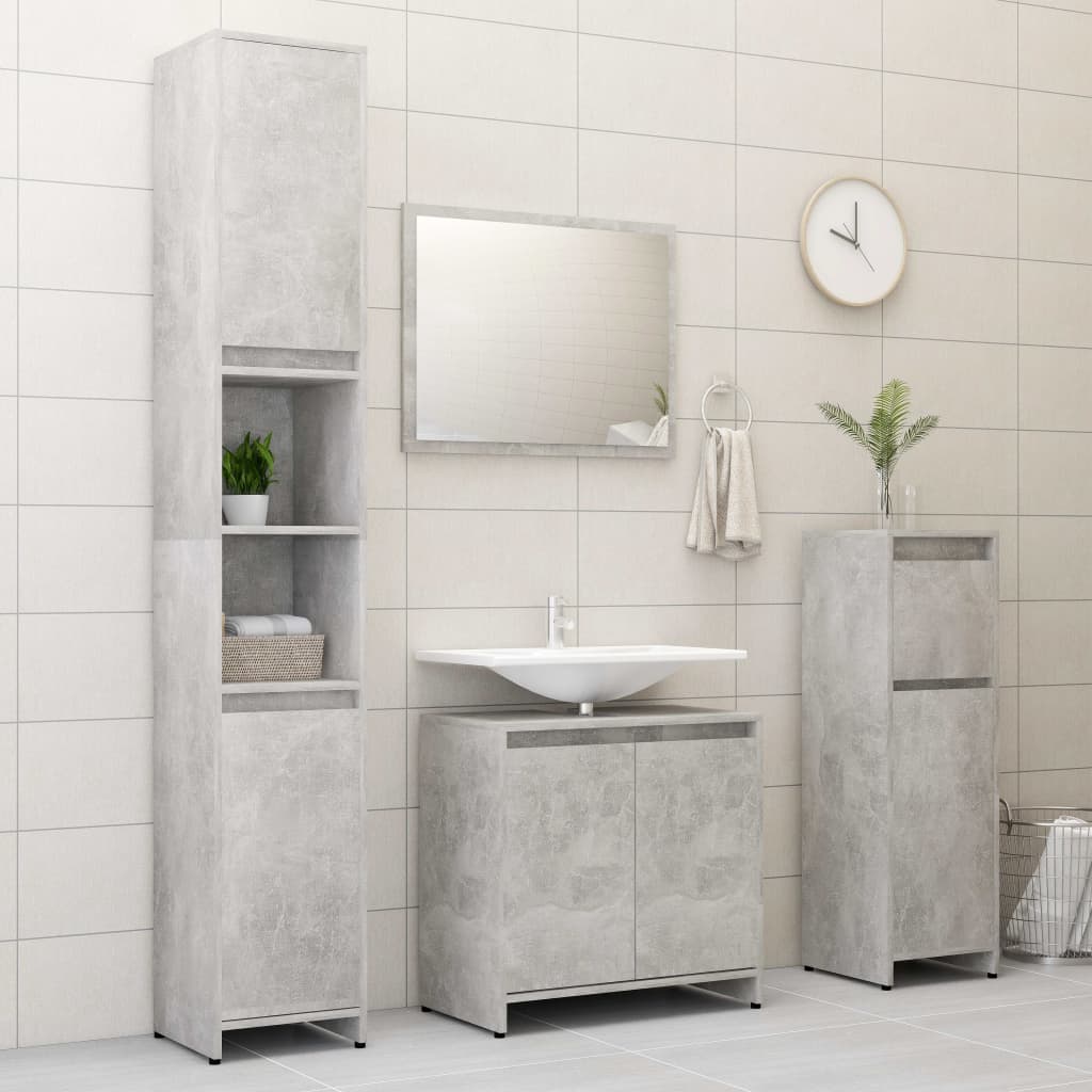 Bathroom Cabinet Concrete Grey 30x30x95 cm Wood Material