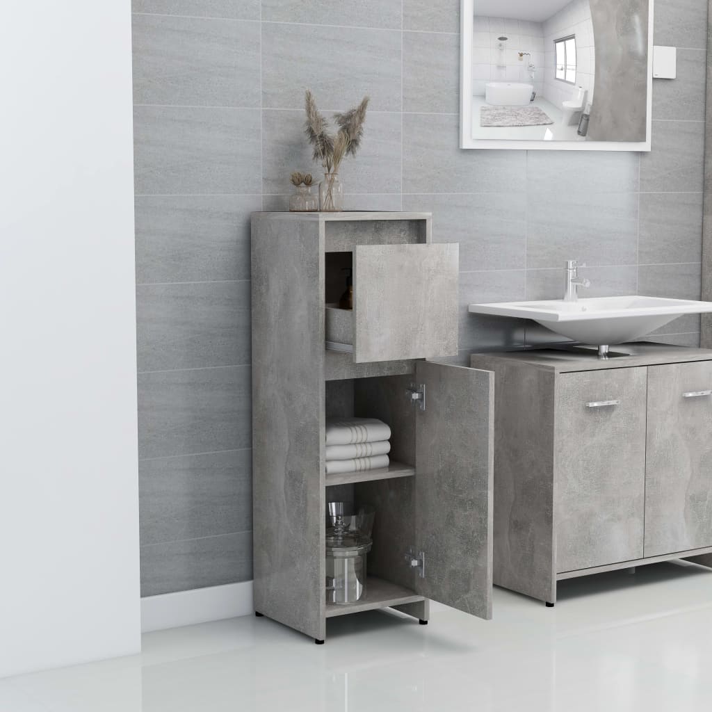 Bathroom Cabinet Concrete Grey 30x30x95 cm Wood Material