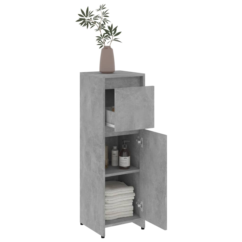 Bathroom Cabinet Concrete Grey 30x30x95 cm Wood Material