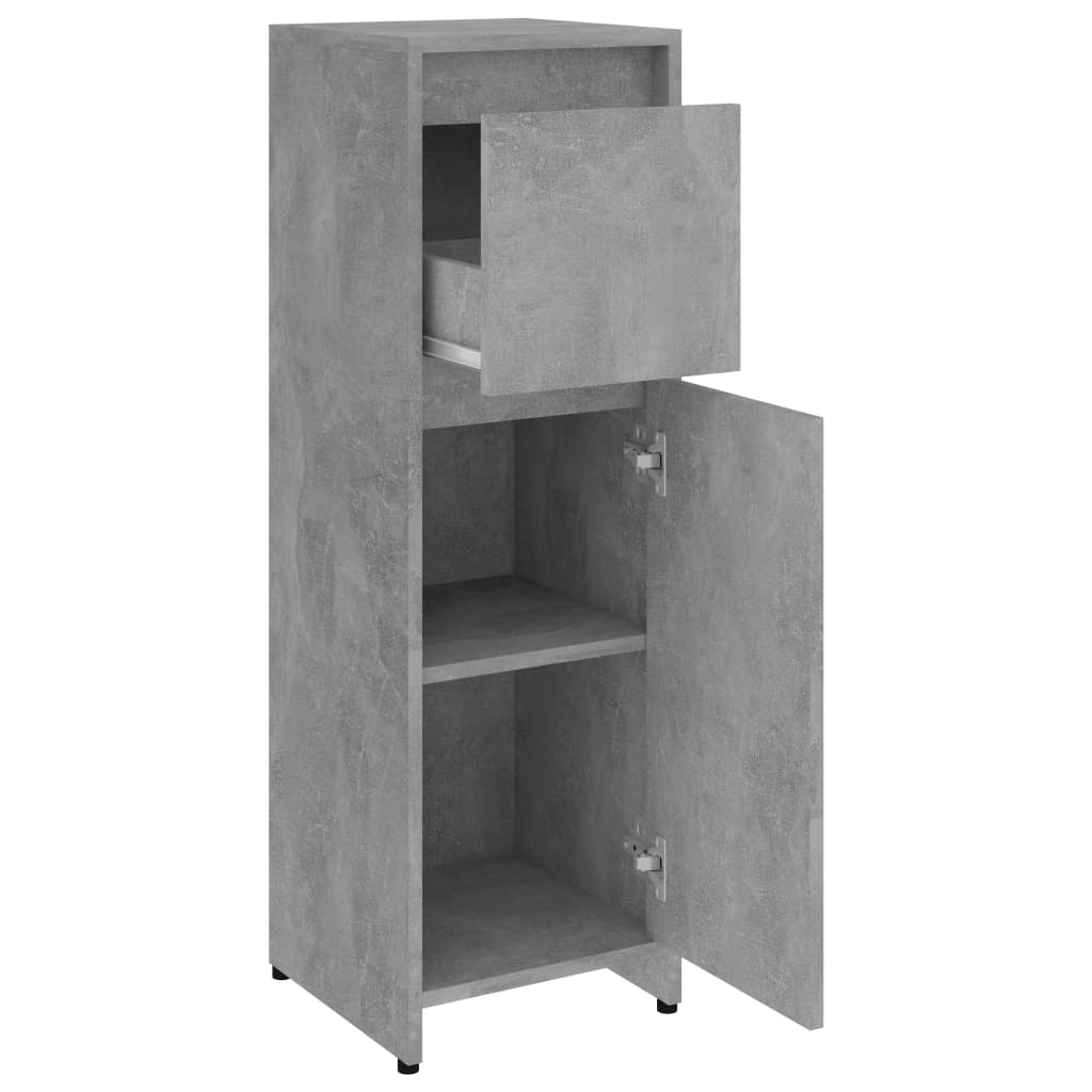 Bathroom Cabinet Concrete Grey 30x30x95 cm Wood Material