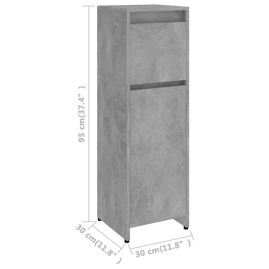 Bathroom Cabinet Concrete Grey 30x30x95 cm Wood Material