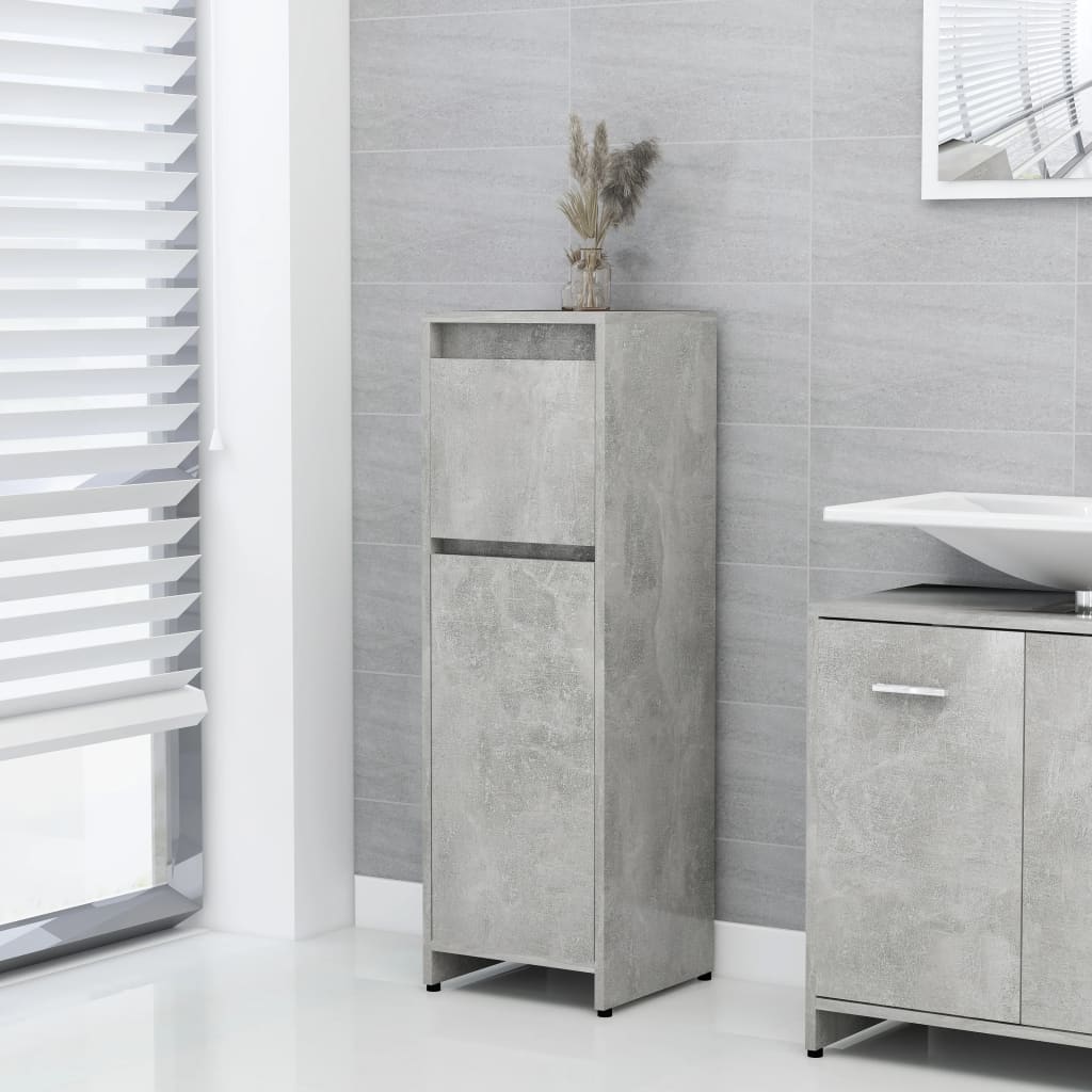 Bathroom Cabinet Concrete Grey 30x30x95 cm Wood Material