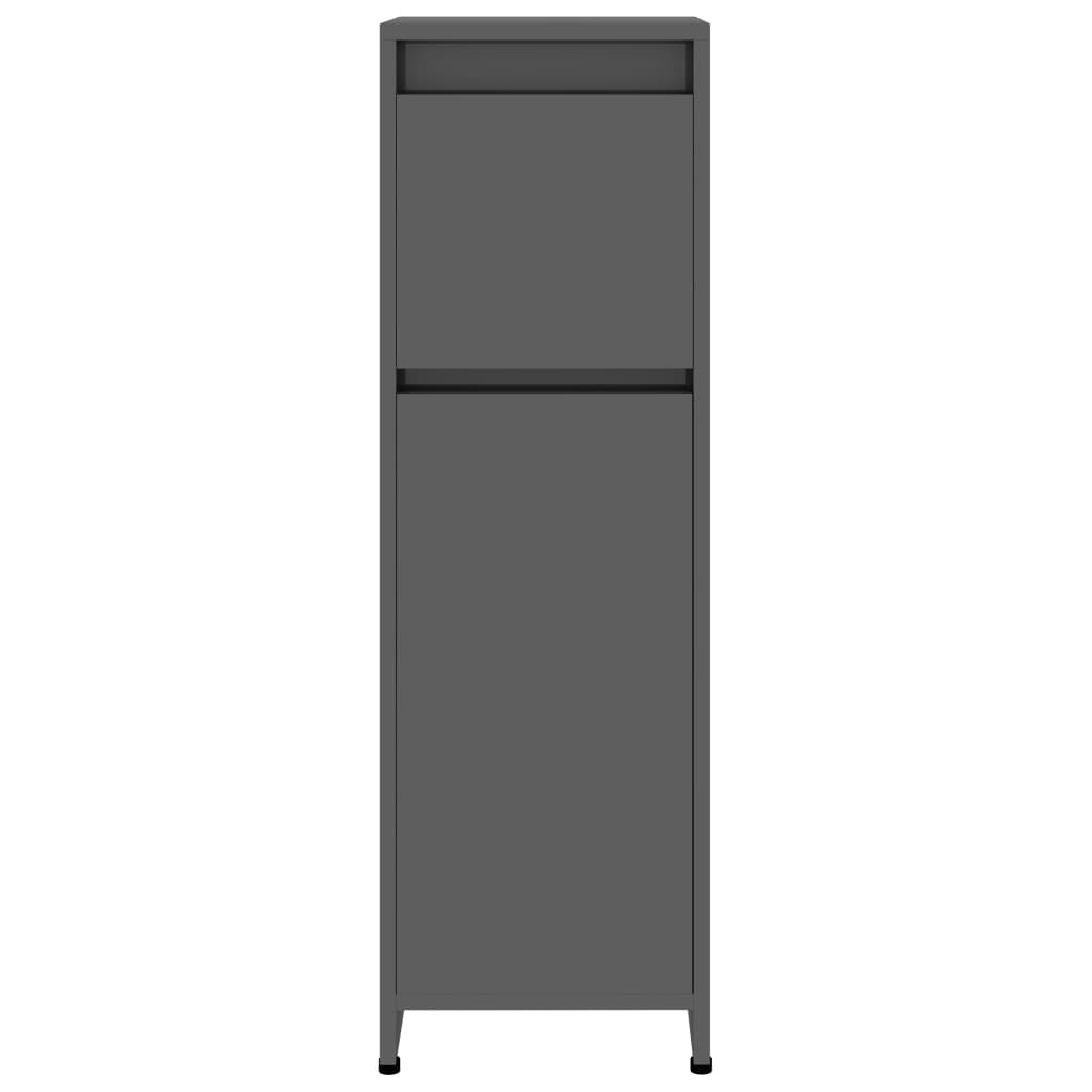 Bathroom Cabinet High Gloss Grey 30x30x95 cm Wood Material