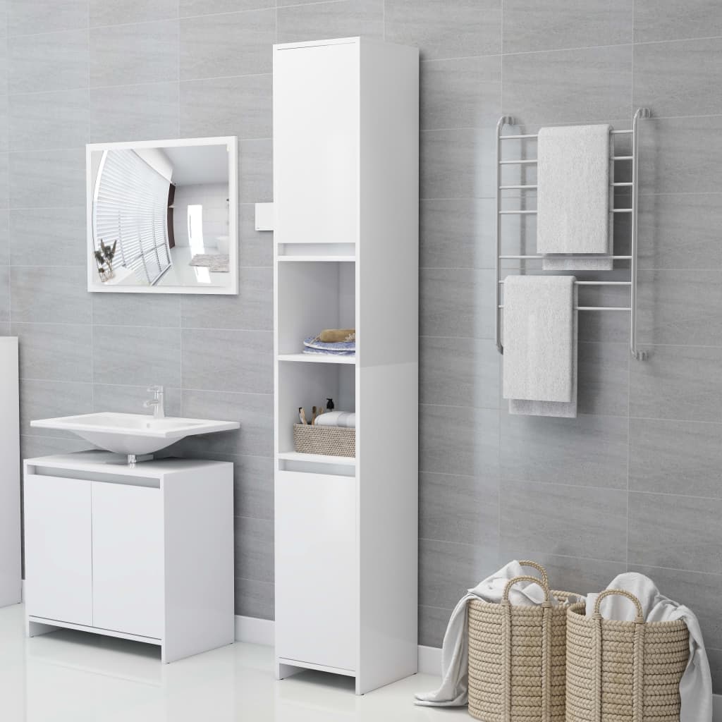 Bathroom Cabinet White 30x30x183.5 cm Wood Material