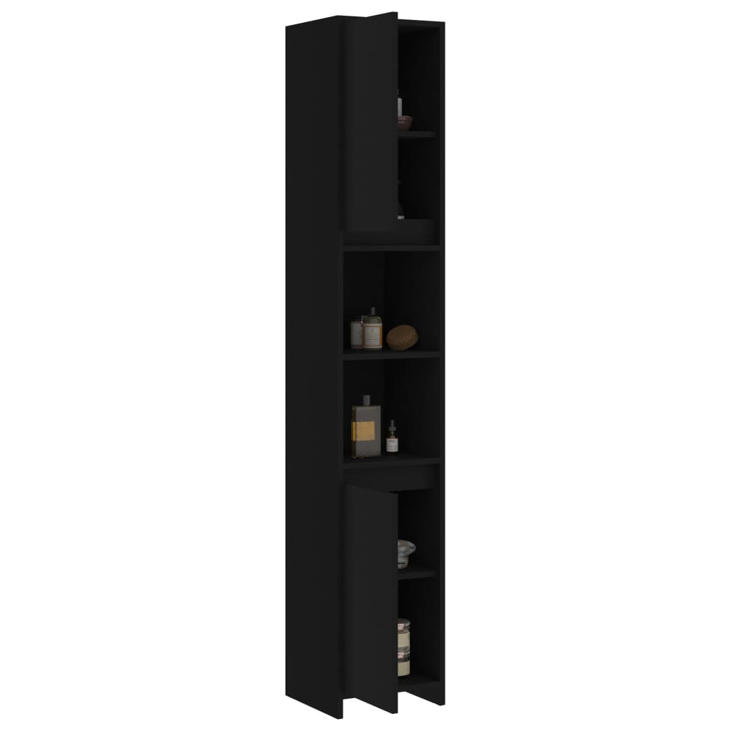 Bathroom Cabinet Black 30x30x183.5 cm Wood Material