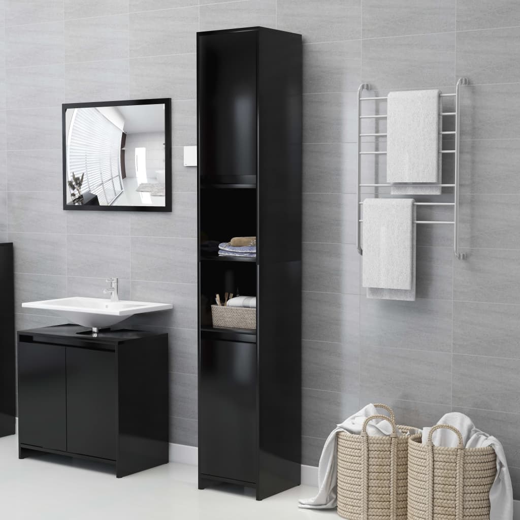 Bathroom Cabinet Black 30x30x183.5 cm Wood Material