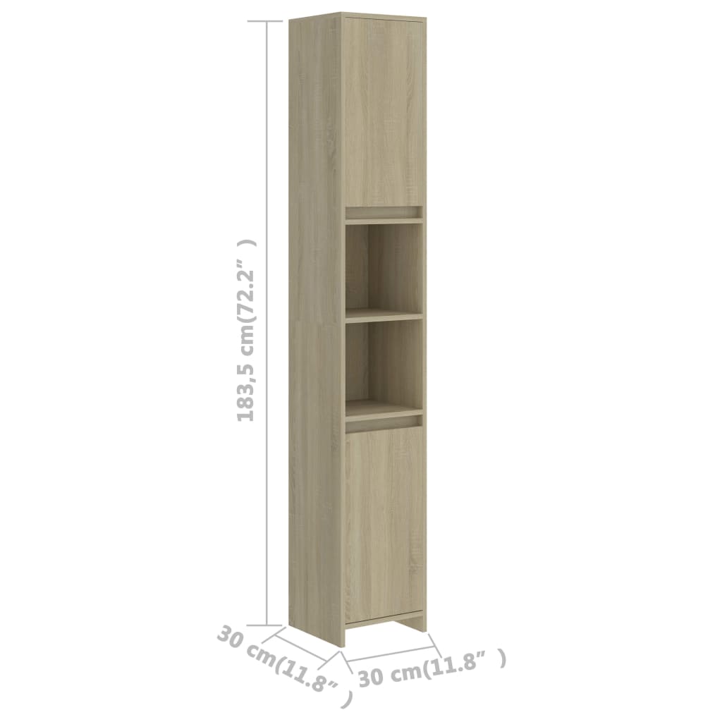 Bathroom Cabinet Sonoma Oak 30x30x183.5 cm Wood Material