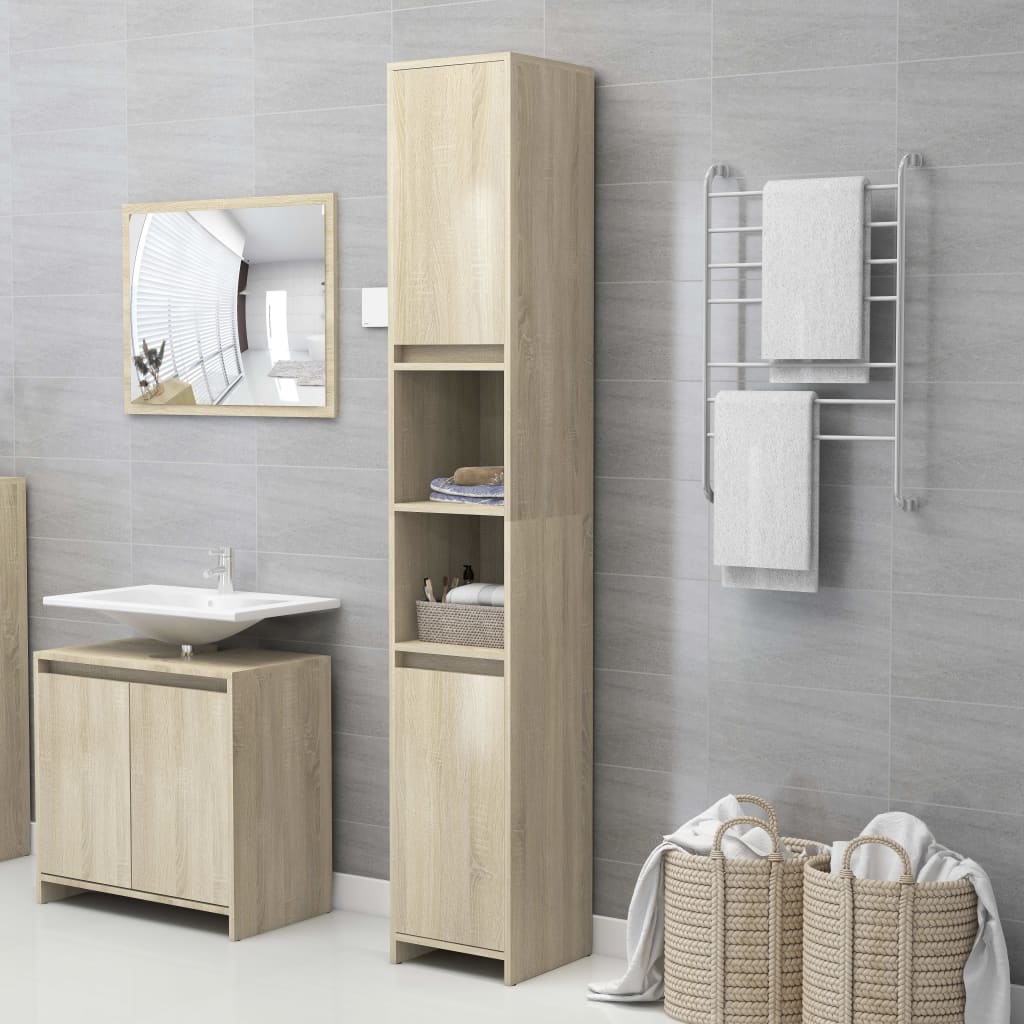 Bathroom Cabinet Sonoma Oak 30x30x183.5 cm Wood Material