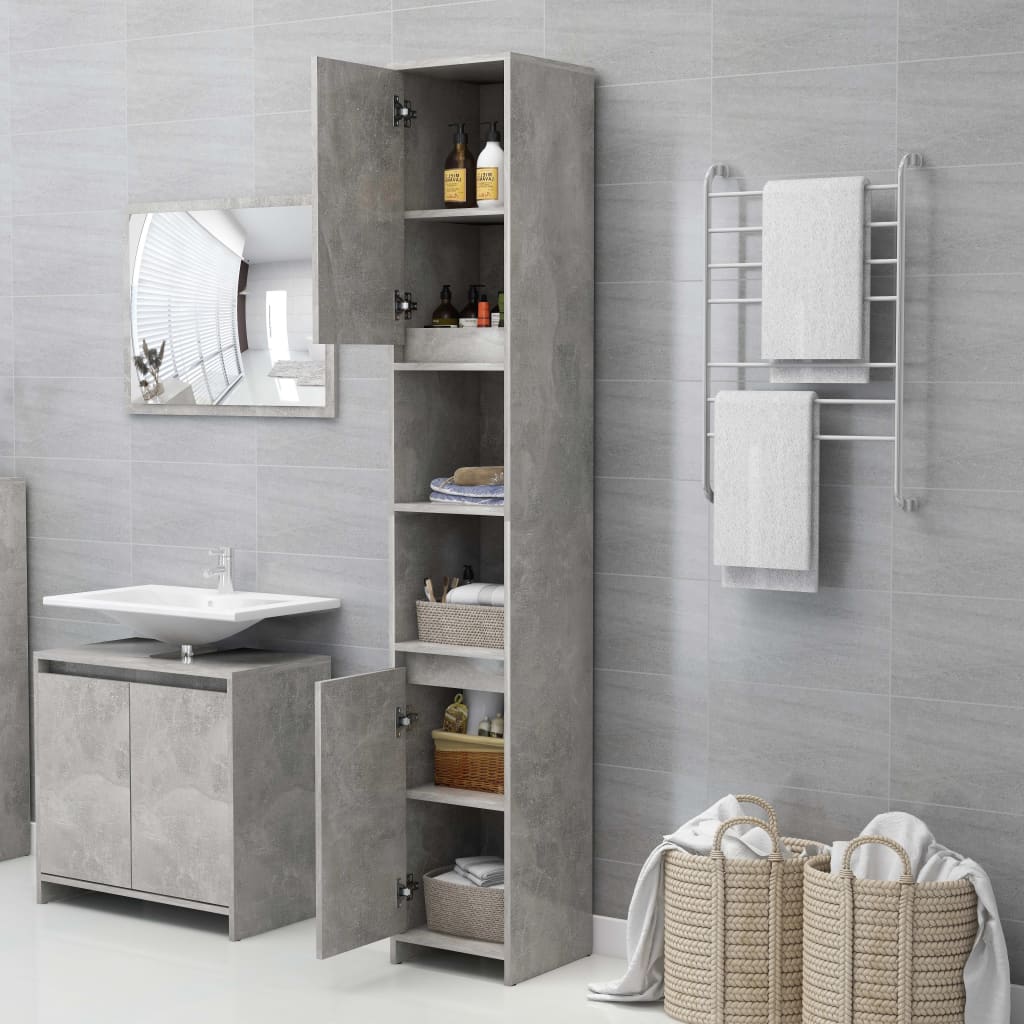 Bathroom Cabinet Concrete Grey 30x30x183.5 cm Wood Material