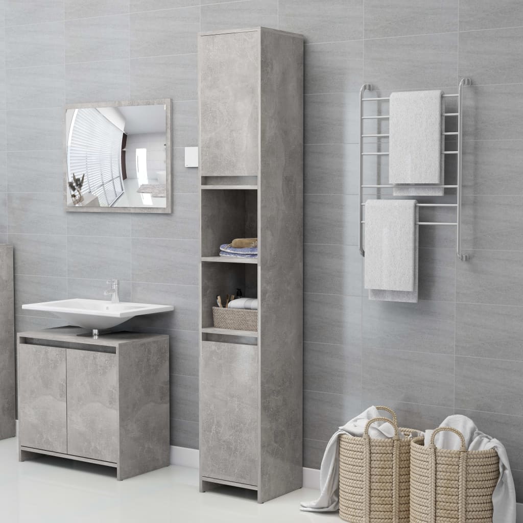 Bathroom Cabinet Concrete Grey 30x30x183.5 cm Wood Material