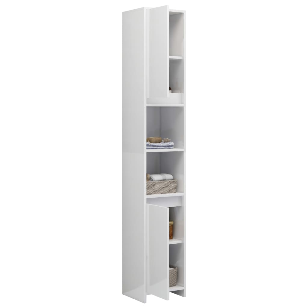 Bathroom Cabinet High Gloss White 30x30x183.5 cm Wood Material