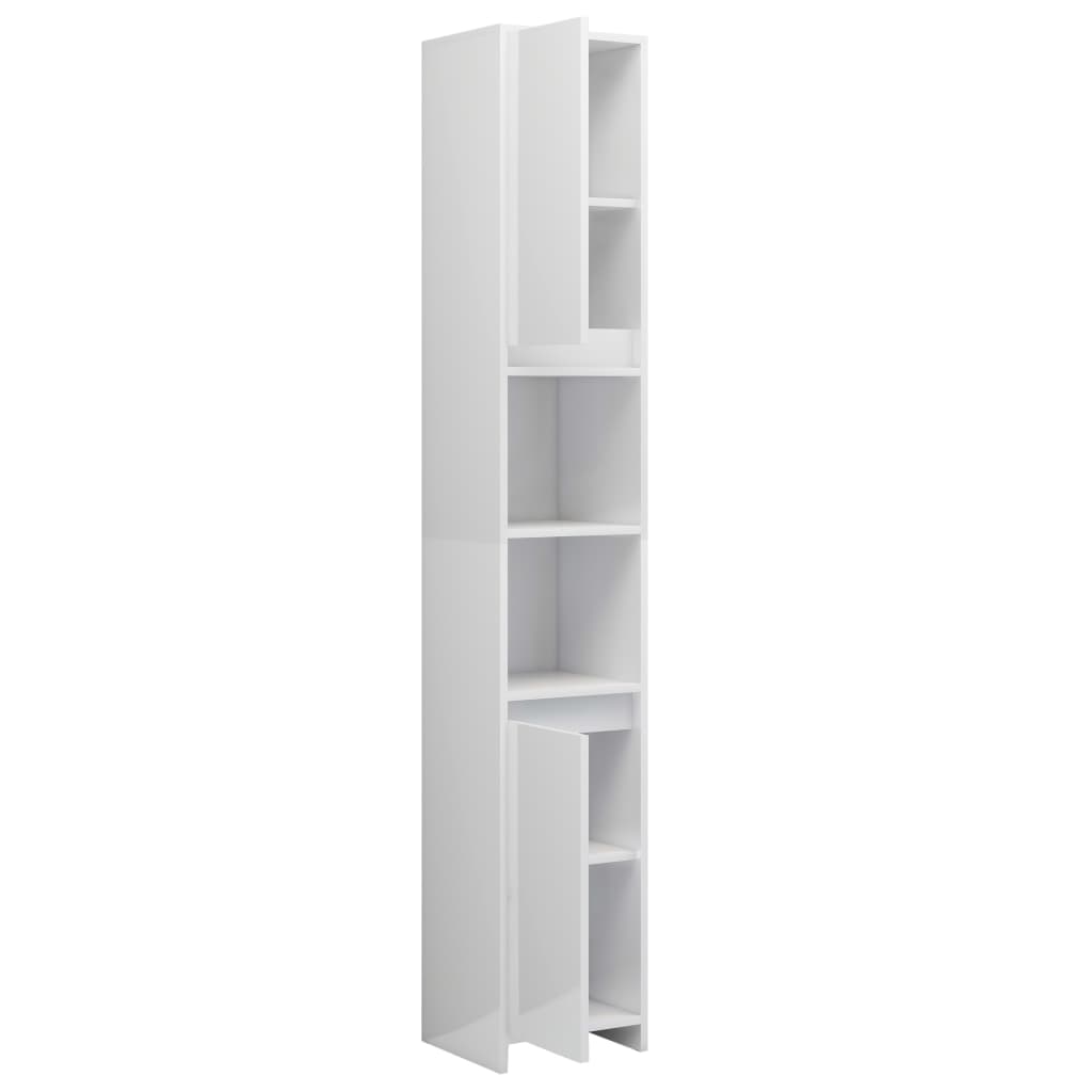 Bathroom Cabinet High Gloss White 30x30x183.5 cm Wood Material