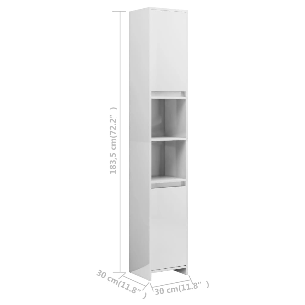 Bathroom Cabinet High Gloss White 30x30x183.5 cm Wood Material