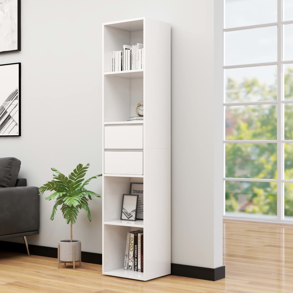 Bookcase High Gloss White 36x30x171 cm Wood Material