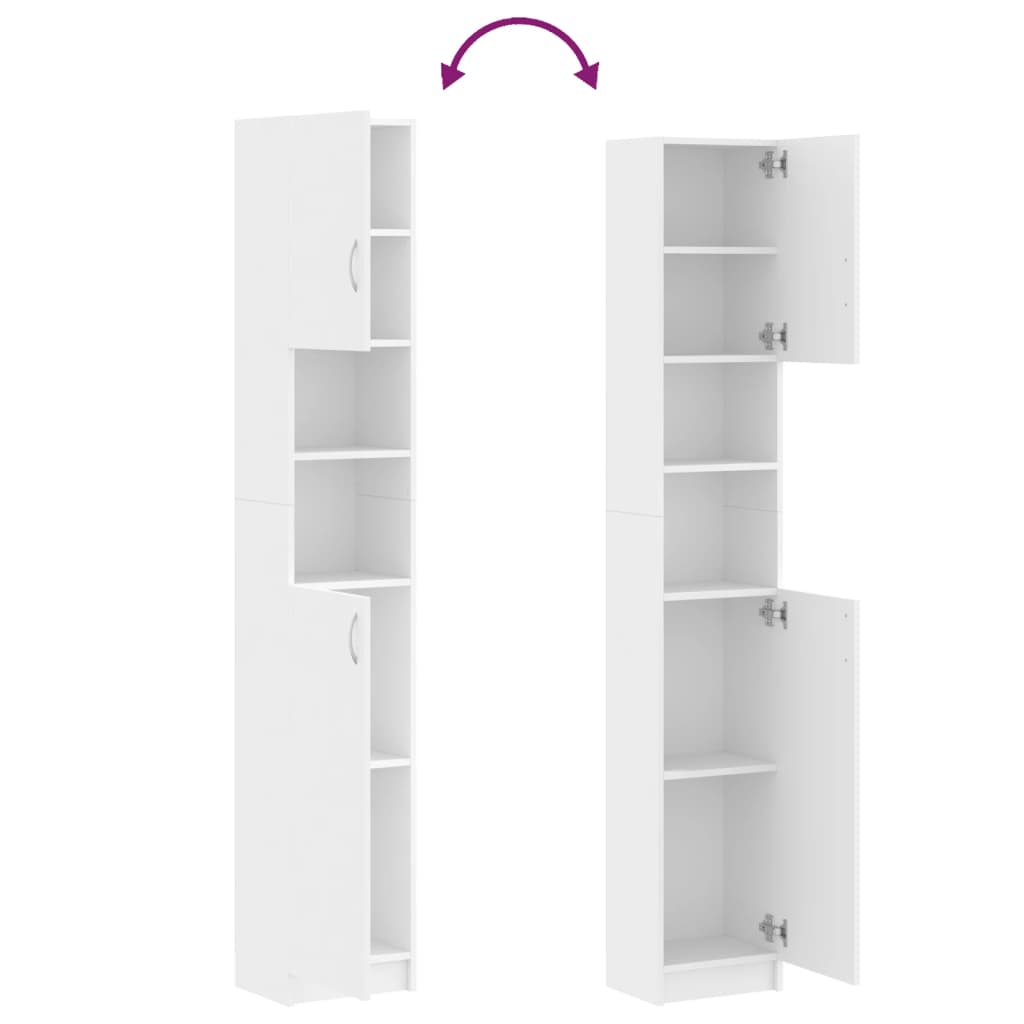 Bathroom Cabinet White 32×25.5×190 cm Wood Material