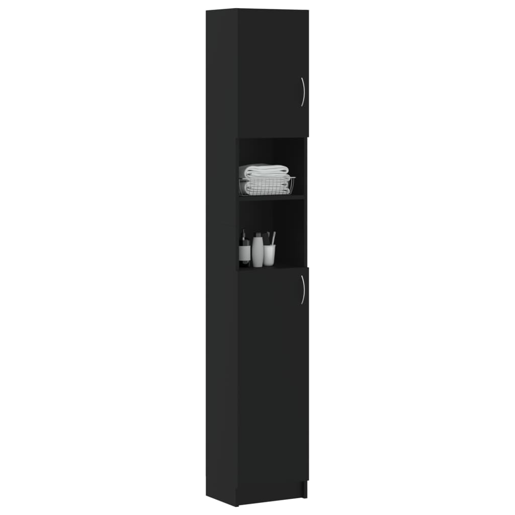 Bathroom Cabinet Black 32x25.5x190 cm Wood Material