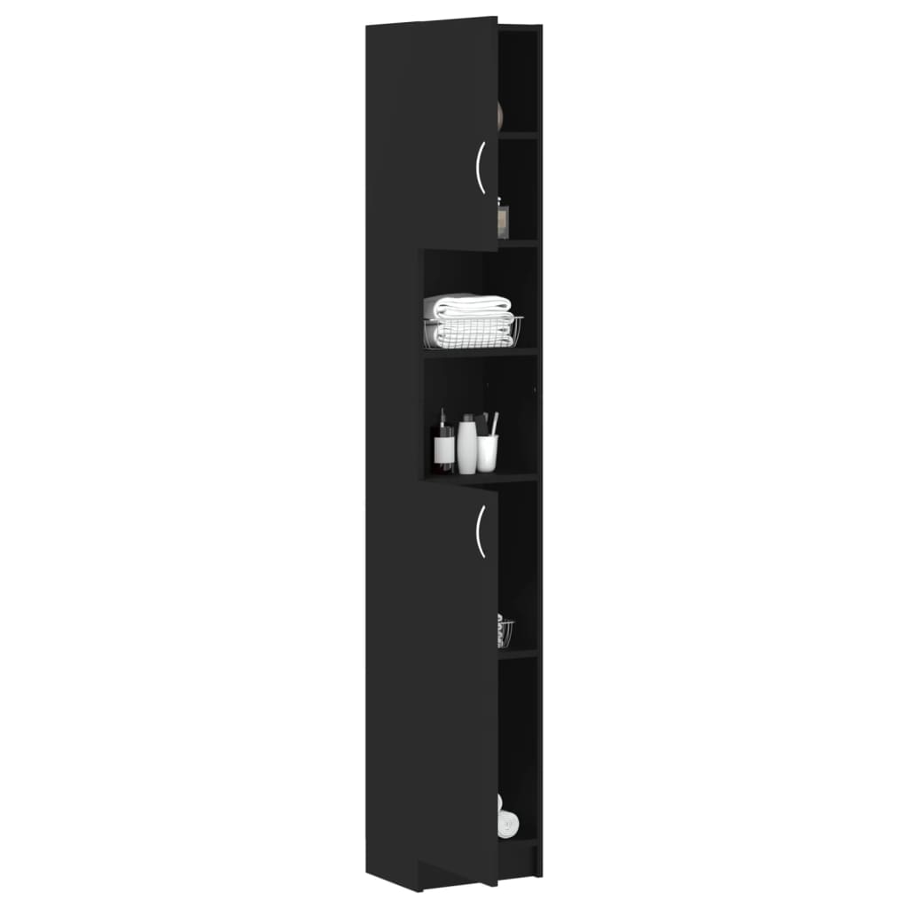 Bathroom Cabinet Black 32x25.5x190 cm Wood Material