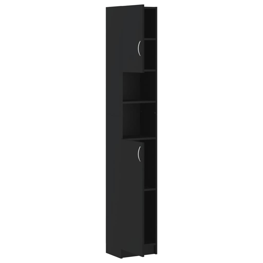 Bathroom Cabinet Black 32x25.5x190 cm Wood Material