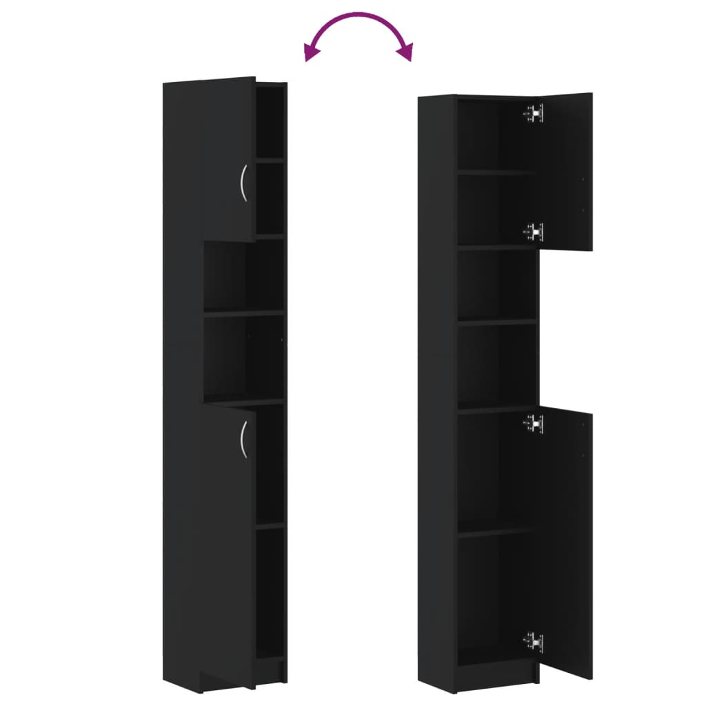 Bathroom Cabinet Black 32x25.5x190 cm Wood Material