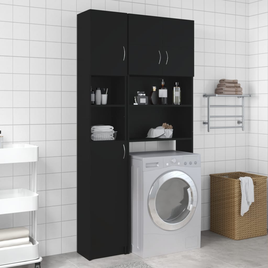 Bathroom Cabinet Black 32x25.5x190 cm Wood Material