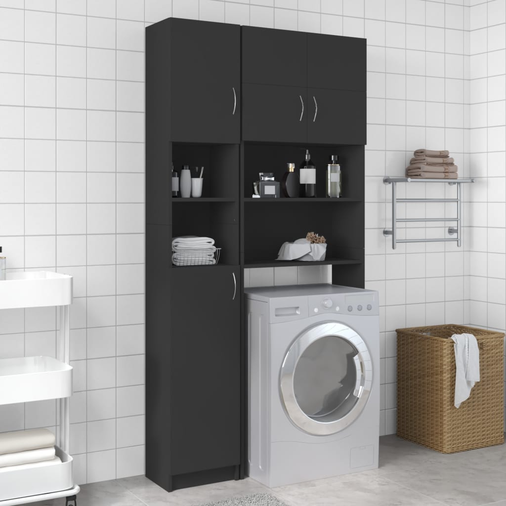 Bathroom Cabinet Grey 32x25.5x190 cm Wood Material