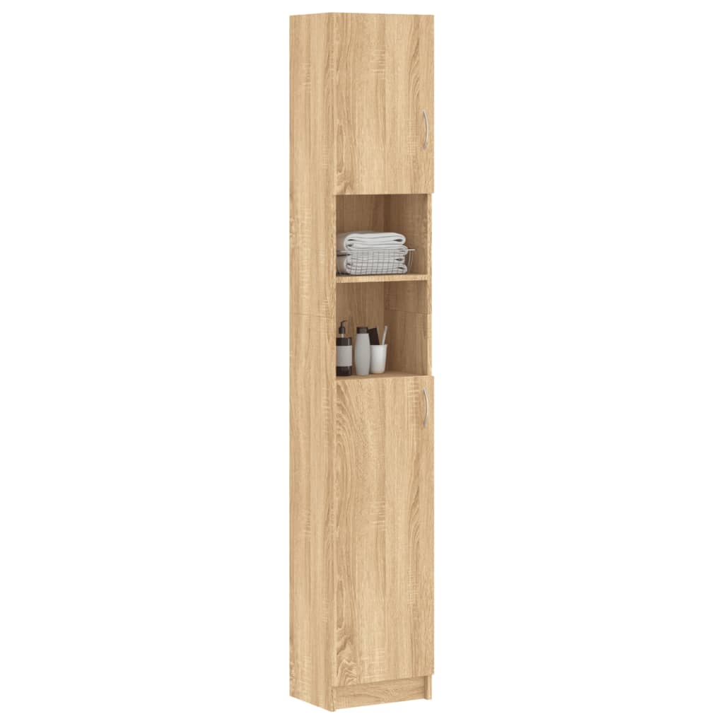 Bathroom Cabinet Sonoma Oak 32x25.5x190 cm Wood Material