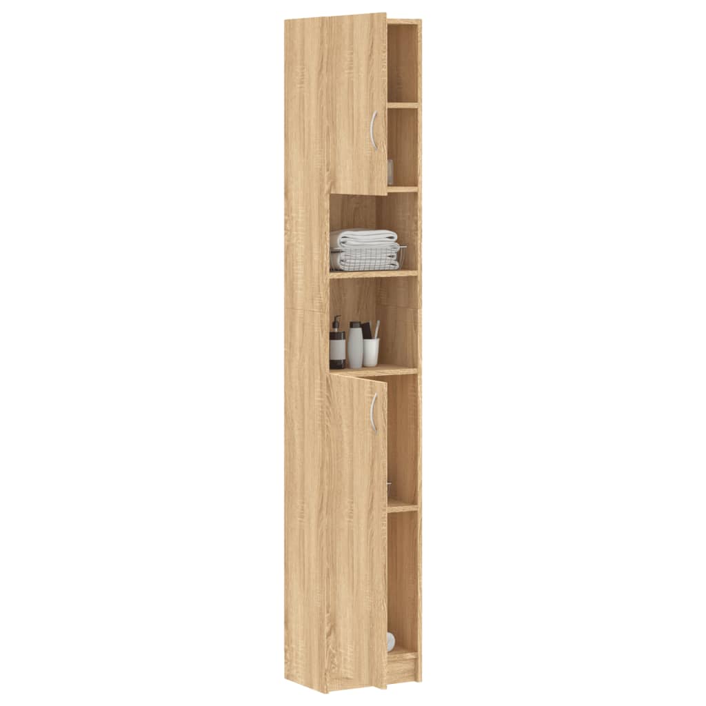 Bathroom Cabinet Sonoma Oak 32x25.5x190 cm Wood Material