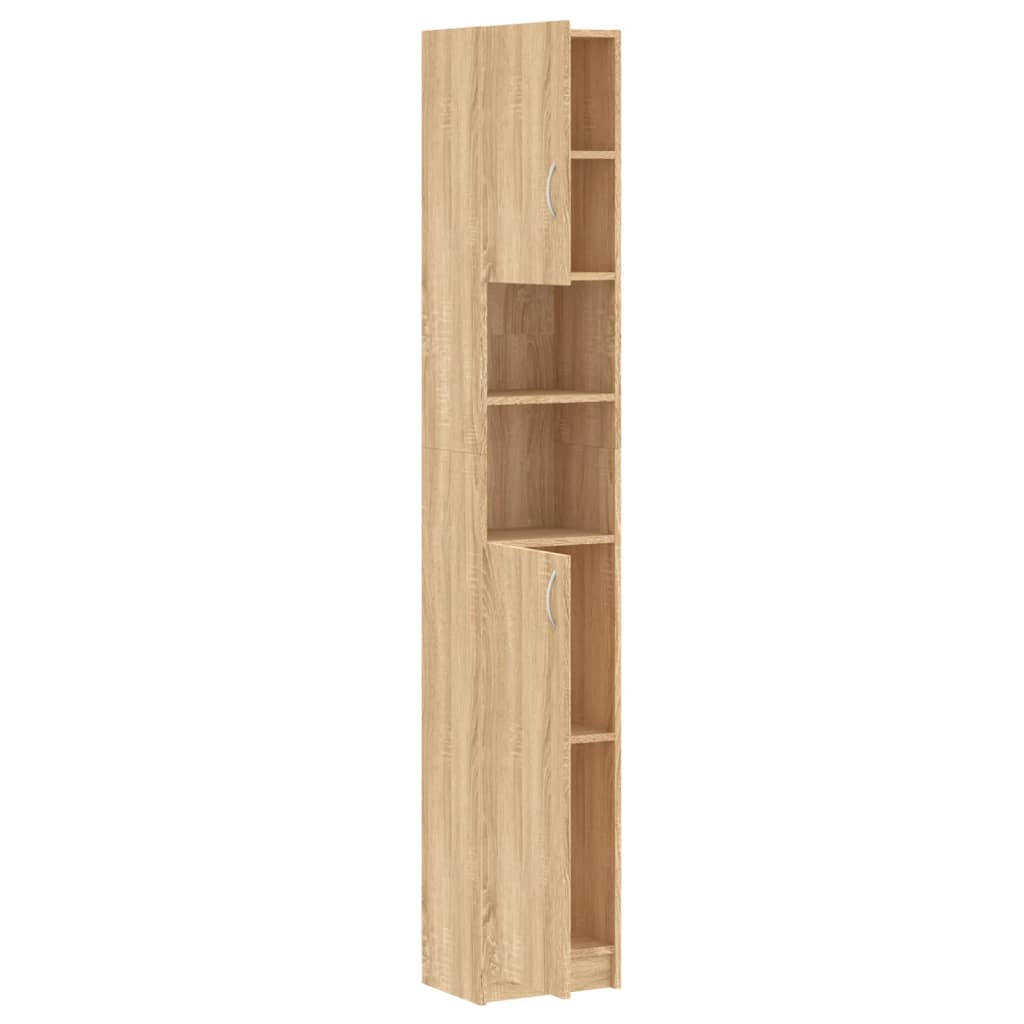 Bathroom Cabinet Sonoma Oak 32x25.5x190 cm Wood Material