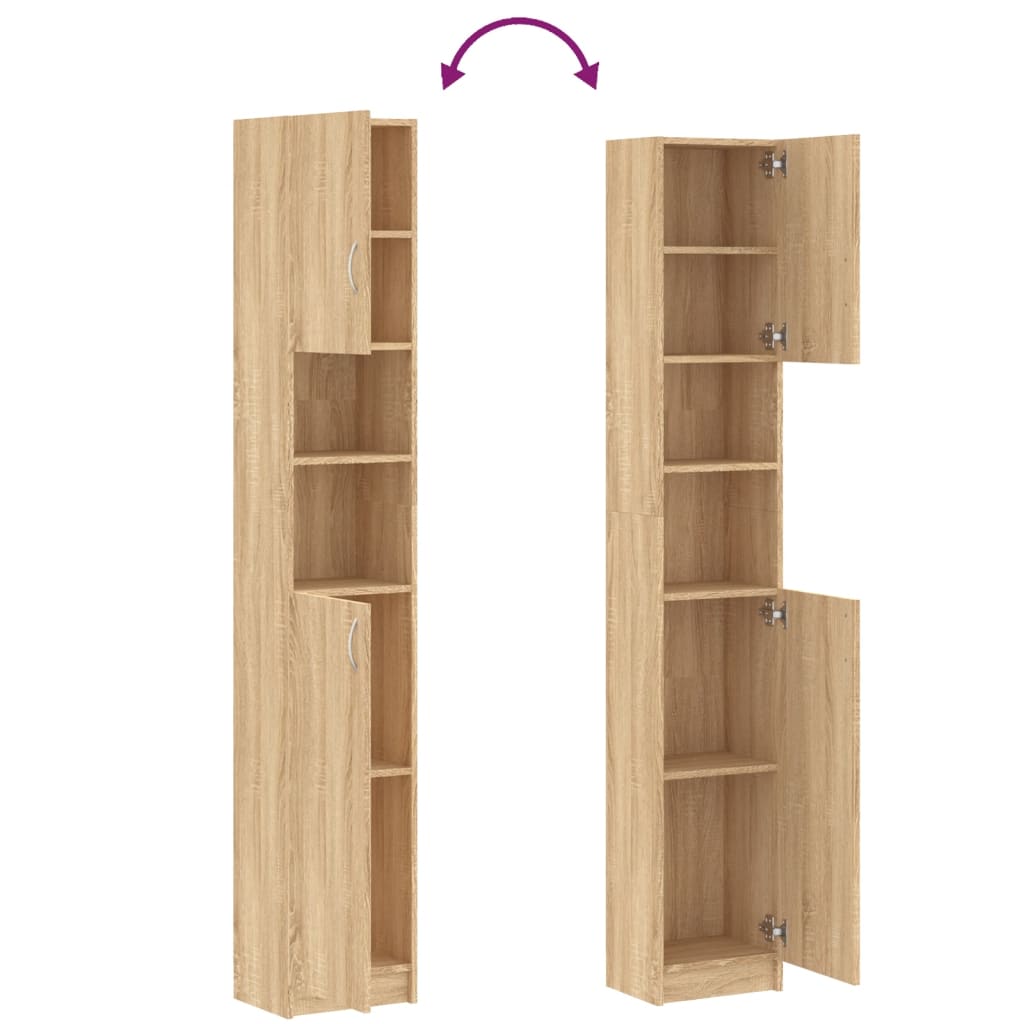 Bathroom Cabinet Sonoma Oak 32x25.5x190 cm Wood Material