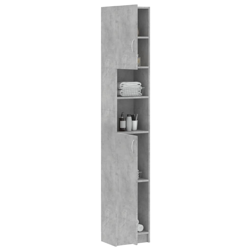 Bathroom Cabinet Concrete Grey 32x25.5x190 cm Wood Material