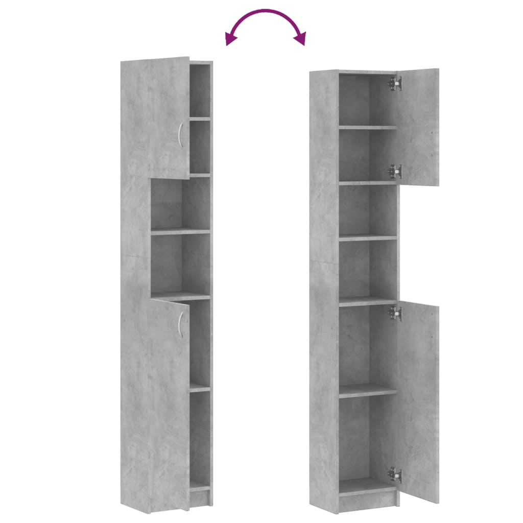 Bathroom Cabinet Concrete Grey 32x25.5x190 cm Wood Material