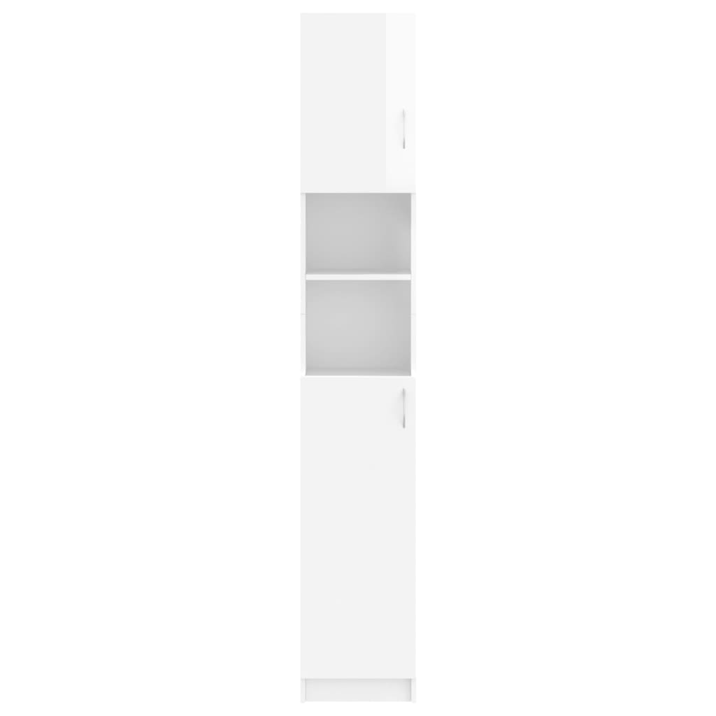 Bathroom Cabinet High Gloss White 32x25.5x190 cm Wood Material