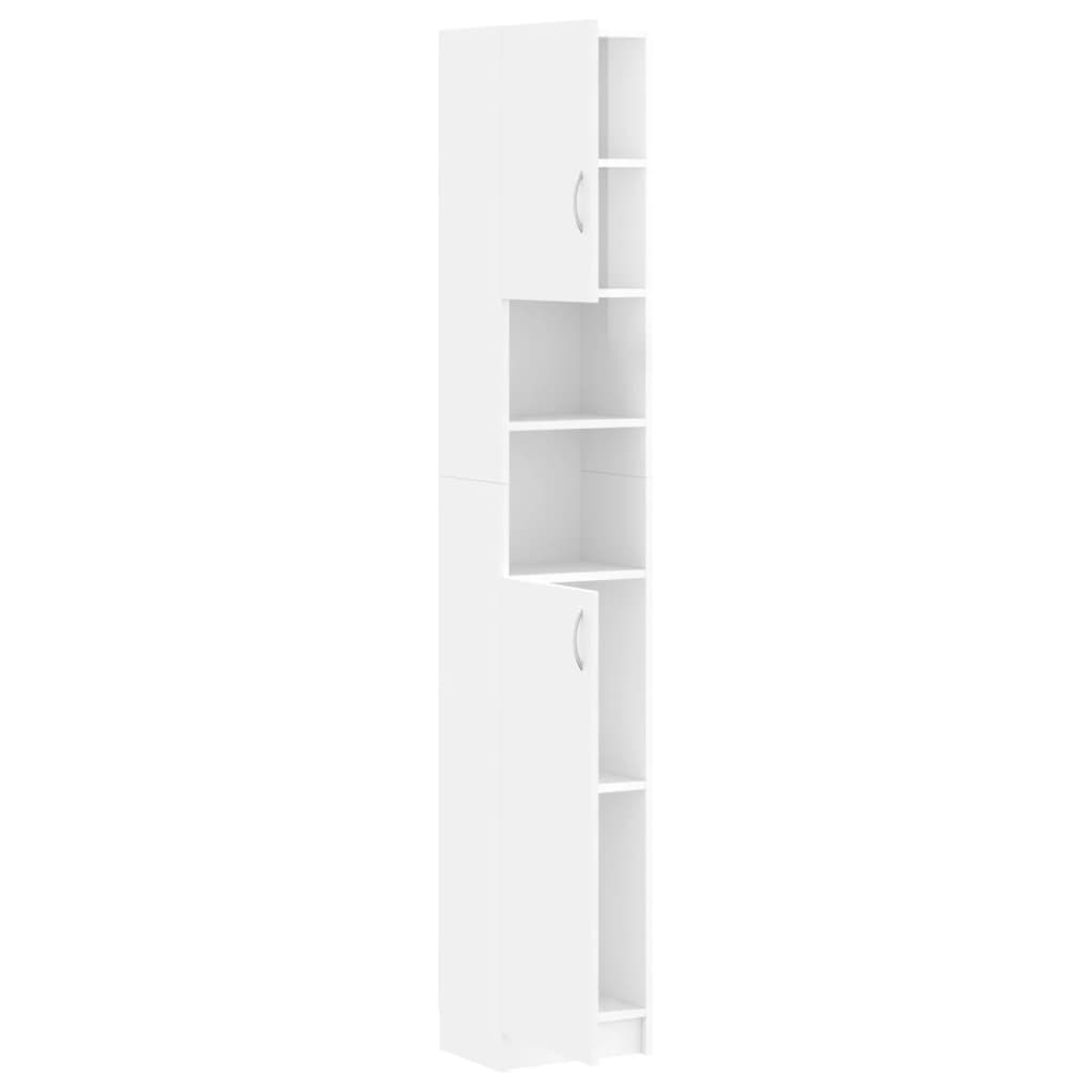 Bathroom Cabinet High Gloss White 32x25.5x190 cm Wood Material