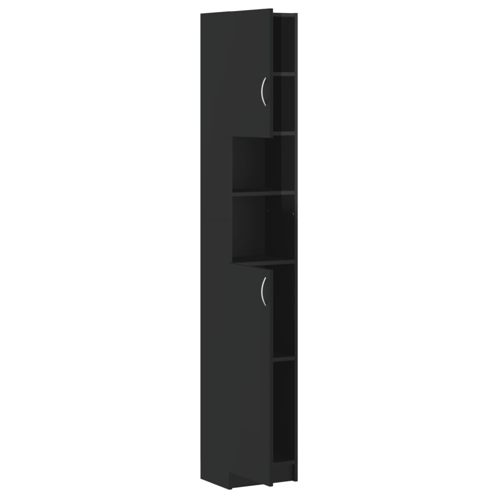 Bathroom Cabinet High Gloss Black 32x25.5x190cm Wood Material