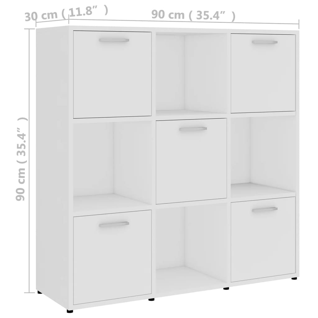 Bookshelf White 90x30x90 cm Wood Material