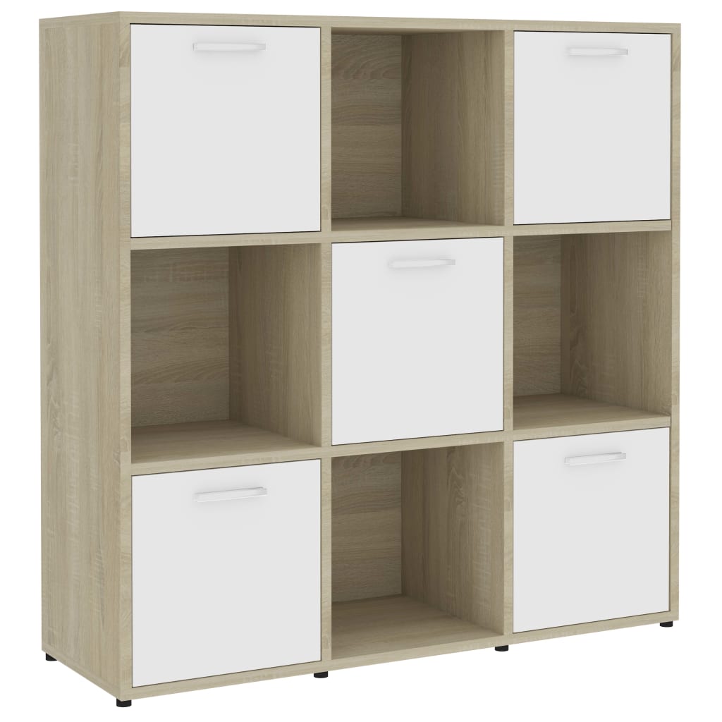 Bookshelf White Sonoma Oak 90x30x90 cm Wood Material