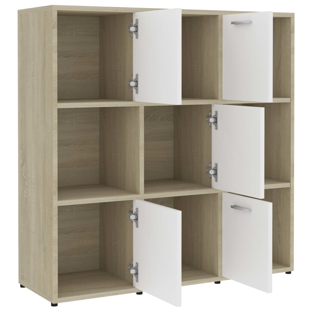 Bookshelf White Sonoma Oak 90x30x90 cm Wood Material