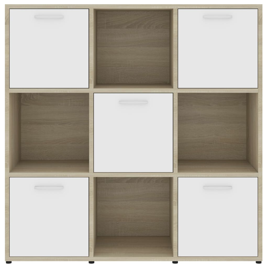 Bücherregal Weiß Sonoma-Eiche 90x30x90 cm Holzwerkstoff