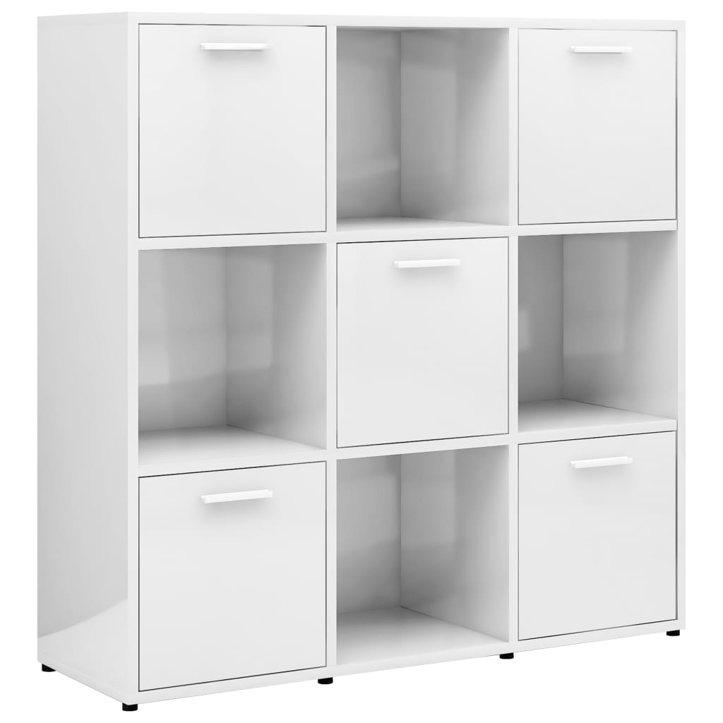 Bookshelf High Gloss White 90x30x90 cm Wood Material