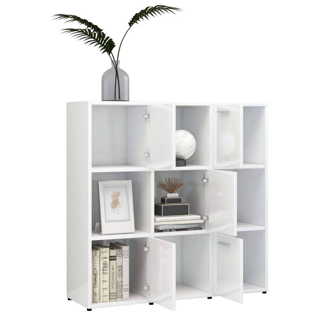 Bookshelf High Gloss White 90x30x90 cm Wood Material