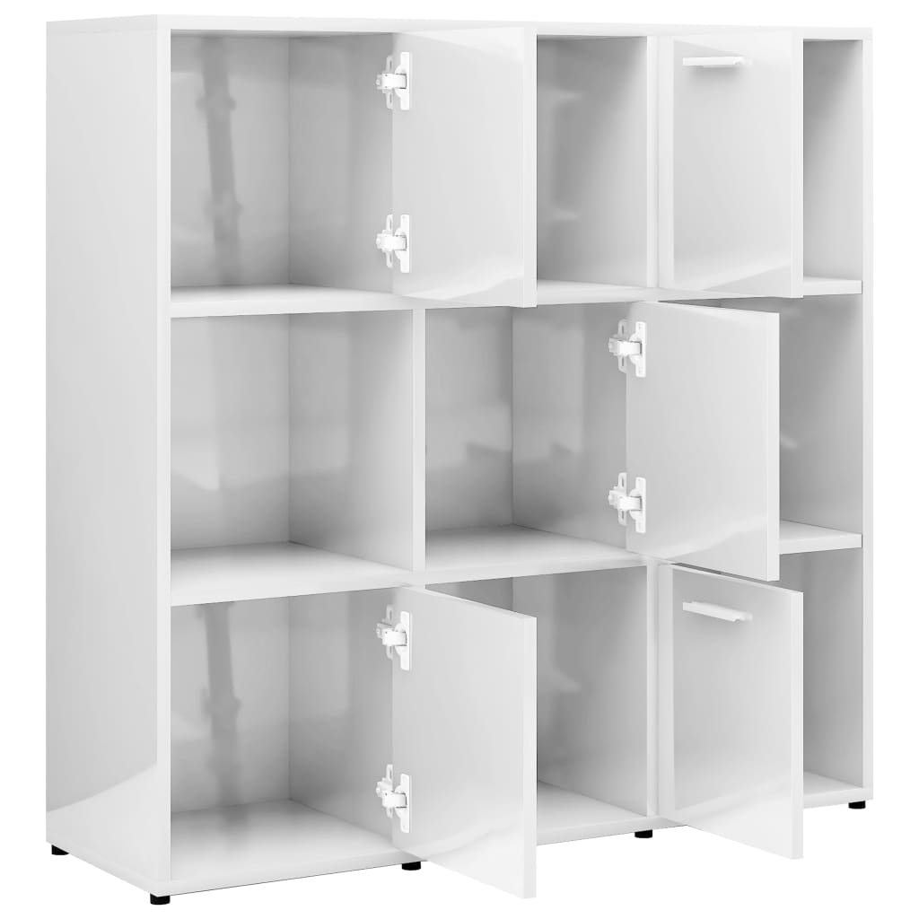 Bookshelf High Gloss White 90x30x90 cm Wood Material